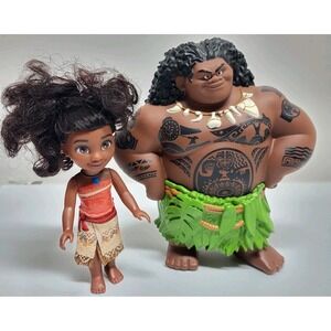 Jakks Pacific Disney Princess 6" Moana & 8" Maui‎ Figure LOT